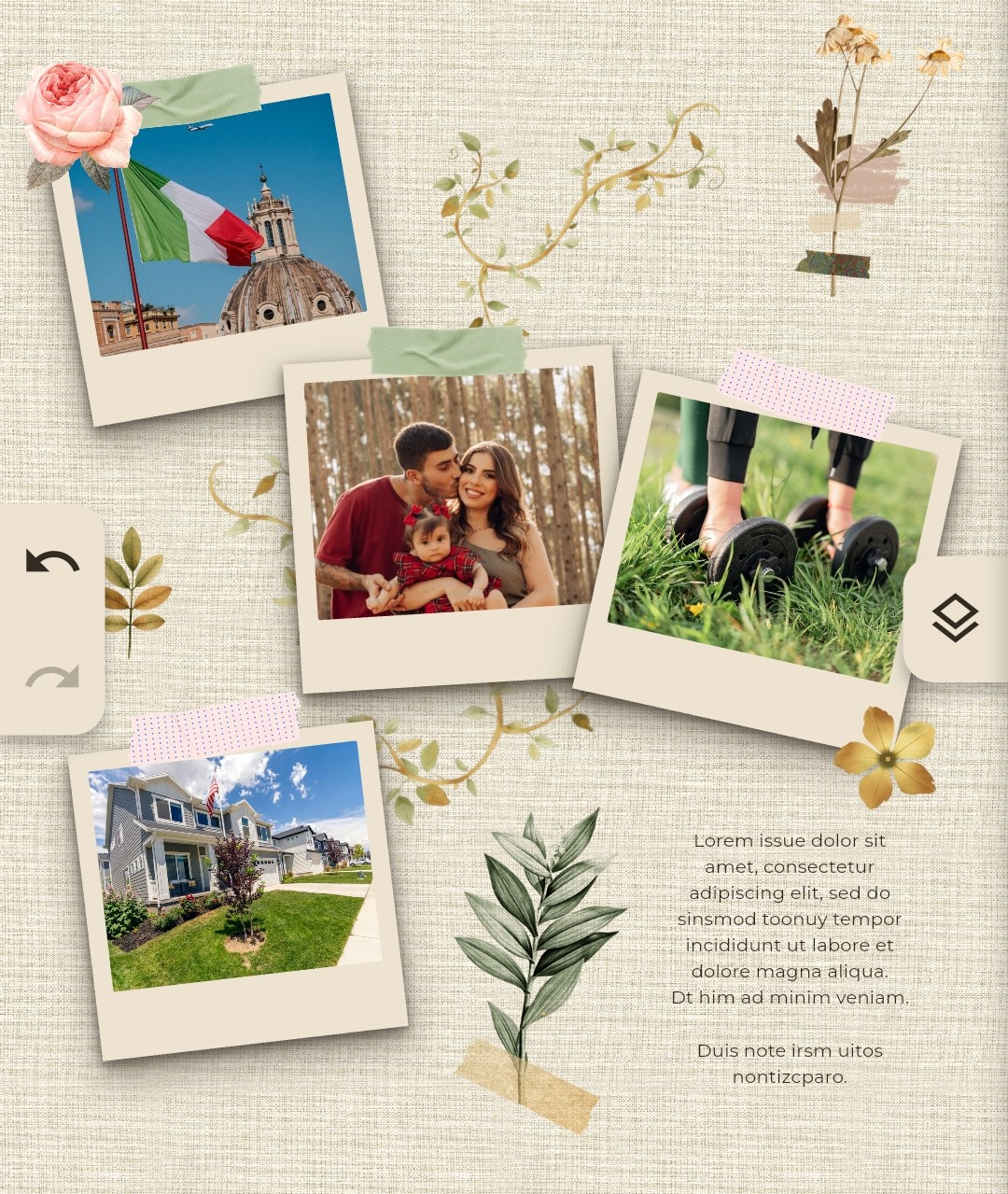 A Pinbloom board with pinned photos, a workout goal, and a family milestone